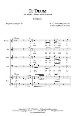 Wolfgang Amadeus Mozart: Te Deum (Anniversary Edition): (Arr. Mason Martens): Gemischter Chor mit Begleitung