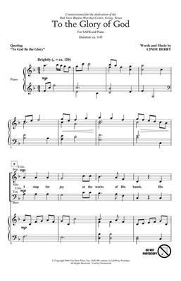 Cindy Berry: To the Glory of God: Gemischter Chor mit Klavier/Orgel