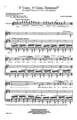 David Schwoebel: O Come, O Come, Emmanuel: (Arr. David Schwoebel): Gemischter Chor mit Klavier/Orgel