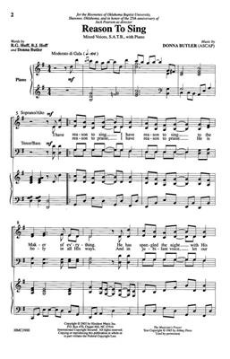 Donna Butler: Reason To Sing: (Arr. Donna Butler): Gemischter Chor mit Klavier/Orgel