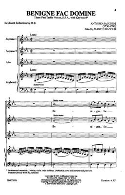 Antonio Sacchini: Benigne Fac Domine: (Arr. Antonio Sacchini): Frauenchor mit Klavier/Orgel