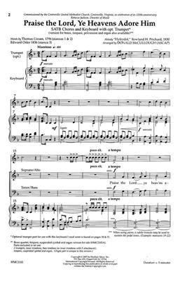 Rowland H. Prichard: Praise The Lord, Ye Heavens Adore Him: (Arr. Donald McCullough): Gemischter Chor mit Klavier/Orgel