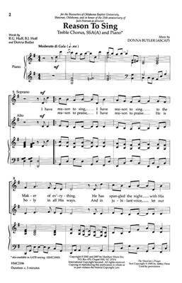 Donna Butler: Reason To Sing: (Arr. Donna Butler): Frauenchor mit Klavier/Orgel