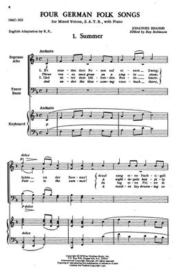 Four German Folk Songs: (Arr. Johannes Brahms): Gemischter Chor mit Klavier/Orgel