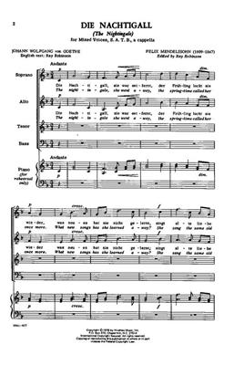 Felix Mendelssohn Bartholdy: Die Nachtigall: (Arr. Felix Mendelssohn Bartholdy): Gemischter Chor A cappella