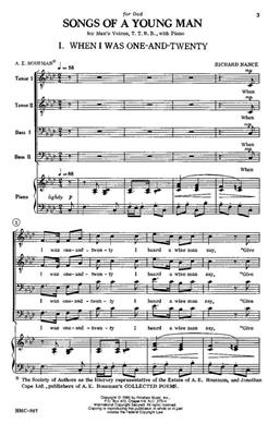 Richard Nance: Songs Of A Young Man: (Arr. Richard Nance): Männerchor mit Klavier/Orgel