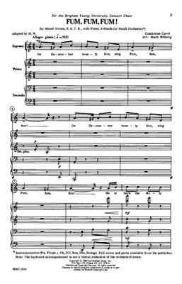 Fum, Fum, Fum!: (Arr. Mack Wilberg): Gemischter Chor mit Begleitung
