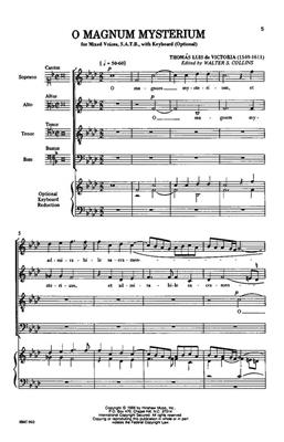 Tomás Luis de Victoria: O Magnum Mysterium: (Arr. Tomás Luis de Victoria): Gemischter Chor mit Klavier/Orgel