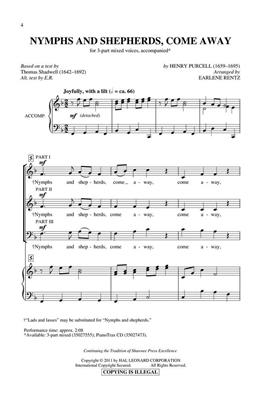 Henry Purcell: Nymphs and Shepherds, Come Away: (Arr. Earlene Rentz): Gemischter Chor mit Begleitung