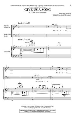 Joseph M. Martin: Give Us a Song: Männerchor mit Begleitung