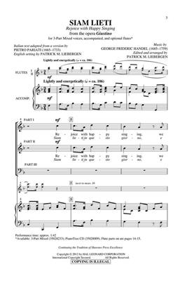 Georg Friedrich Händel: Siam Lieti: (Arr. Patrick M. Liebergen): Gemischter Chor mit Begleitung
