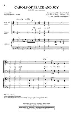 Carols of Peace and Joy: (Arr. John Purifoy): Gemischter Chor mit Begleitung