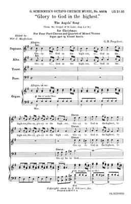 Giovanni Battista Pergolesi: Glory To God In The Highest Organ: Gemischter Chor mit Klavier/Orgel