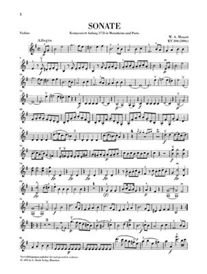 Wolfgang Amadeus Mozart: Violin Sonata In E Minor K.304: Violine mit Begleitung