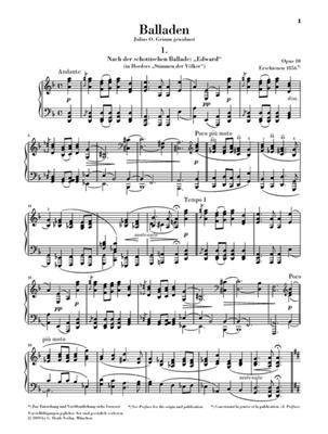 Johannes Brahms: Ballades Op.10 - Urtext: Klavier Solo