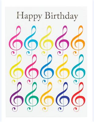 Happy Birthday Card - Jazzy Treble Clef Design