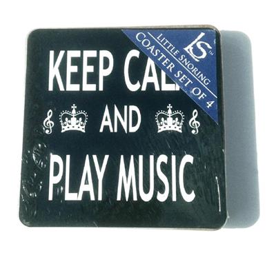 Coaster Set Of 4 Keep Calm And Play Music Design