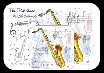 Placemat And Coaster Set - Saxophone