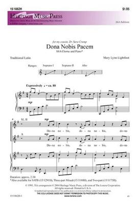 Mary Lynn Lightfoot: Dona Nobis Pacem: Frauenchor mit Klavier/Orgel