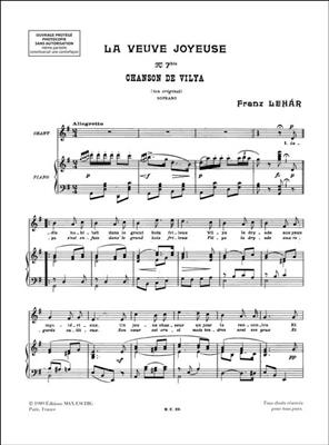 Franz Lehár: Chanson De Vilya: Gesang mit Klavier