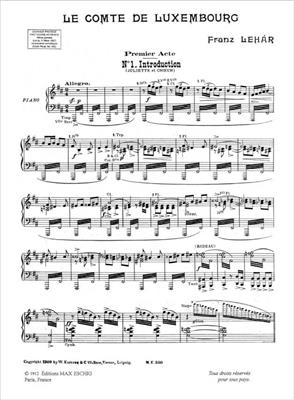 Franz Lehár: Comte De Luxembourg Chant-Piano: Gesang mit Klavier