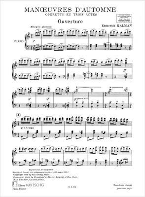 Emmerich Kalman: Manoeuvre D'Automne Ch-Piano: Gesang mit Klavier