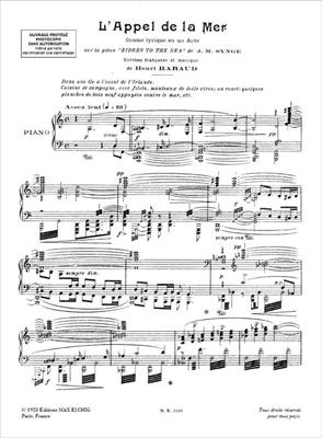 Henri Rabaud: L'Appel De La Mer: Gesang mit Klavier