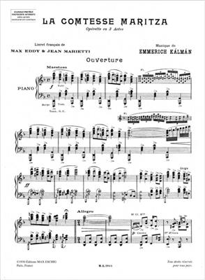 Emmerich Kalman: Comtesse Maritza Chant-Piano: Gesang mit Klavier