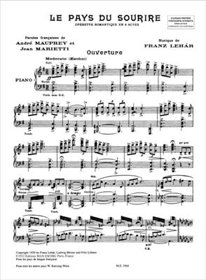 Franz Lehár: Pays Du Sourire Chant-Piano: Gesang mit Klavier