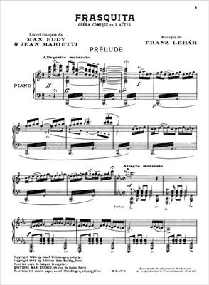 Franz Lehár: Frasquita Chant-Piano: Gesang mit Klavier