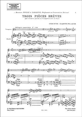 Odette Gartenlaub: 3 Pieces Breves Tp-Piano: Trompete mit Begleitung