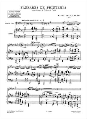 Elsa Barraine: Fanfares De Printemps Trp-Piano (Cornet Sib Ou La: Trompete Solo