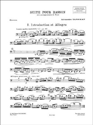 Alexandre Tansman: Suite Pour Basson Et Piano: Fagott mit Begleitung