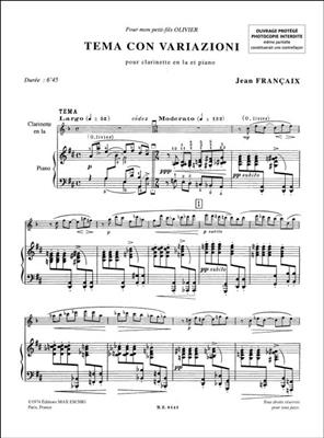 Jean Françaix: Theme et Variations: Klarinette mit Begleitung