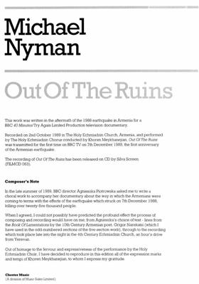 Michael Nyman: Out Of The Ruins: Gemischter Chor mit Klavier/Orgel