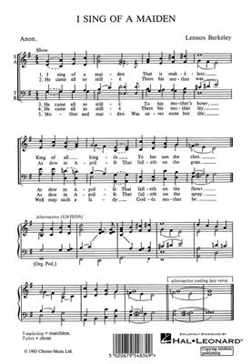 Lennox Berkeley: I Sing Of A Maiden: Gemischter Chor mit Klavier/Orgel