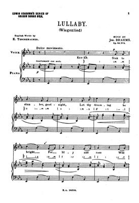 Johannes Brahms: Lullaby: Gemischter Chor mit Begleitung