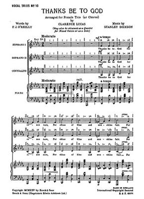 Stanley Dickson: Thanks Be To God: Frauenchor mit Klavier/Orgel
