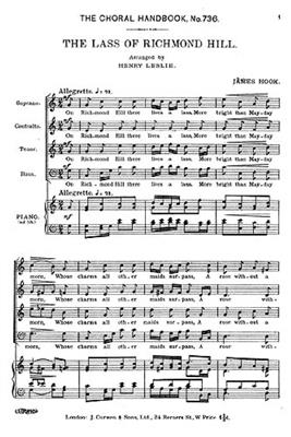 James Hook: The Lass Of Richmond Hill: Gemischter Chor mit Begleitung