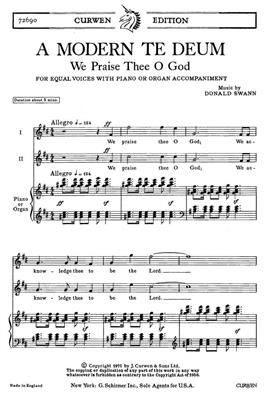 Donald Swann: A Modern Te Deum: Frauenchor mit Klavier/Orgel