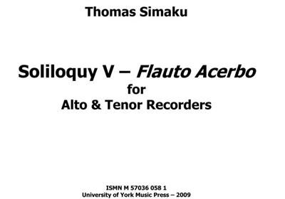Thomas Simaku: Soliloquy V: Blockflöte Ensemble