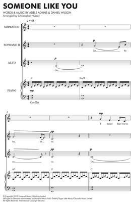 Someone Like You (Hussey): (Arr. Christopher Hussey): Frauenchor mit Klavier/Orgel