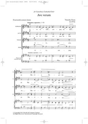 Timothy Noon: Ave Verum (Novello New Choral Series): Gemischter Chor mit Begleitung