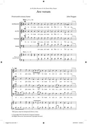 John Duggan: Ave Verum (Novello New Choral Series): Gemischter Chor mit Begleitung