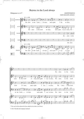 Rejoice In The Lord Always (Tudor Anthems): Gemischter Chor mit Klavier/Orgel