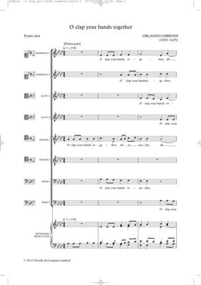 Orlando Gibbons: O Clap Your Hands Together (Tudor Anthems): Gemischter Chor mit Klavier/Orgel