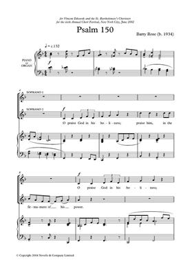 Barry Rose: Psalm 150: Frauenchor mit Klavier/Orgel