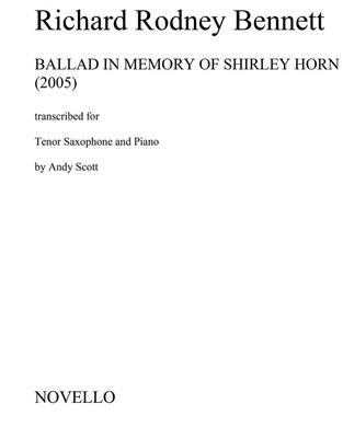 Richard Rodney Bennett: Ballad In Memory of Shirley Horn (Tenor Saxophone): Tenorsaxophon
