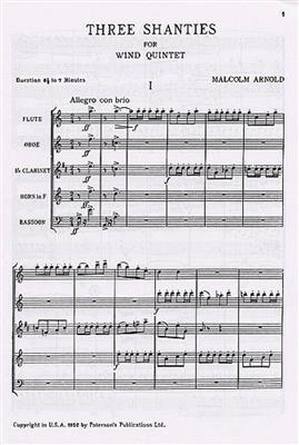 Malcolm Arnold: 3 Shanties For Wind Quintet Op.4: Blasquintett