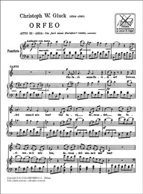 Christoph Willibald Gluck: Orfeo Ed Euridice: Che Farò Senza Euridice?: Gesang mit Klavier